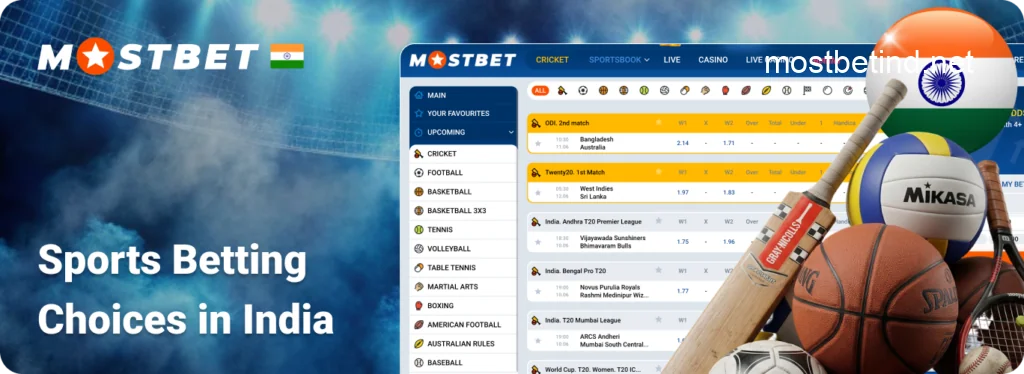 Sports Betting Choices in Mostbet India