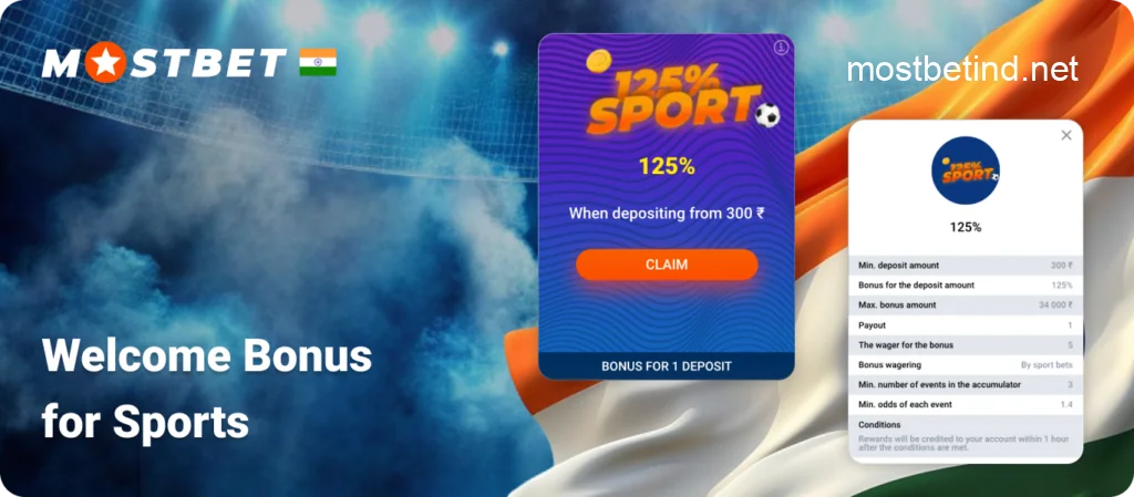 Mostbet Welcome Sport Bonus for 1 Deposit